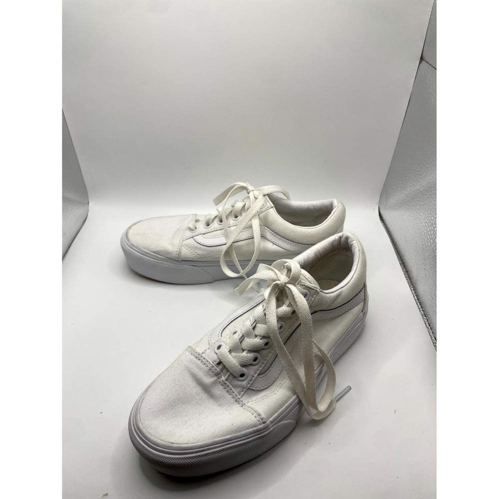 Vans Old Skool Unisex M5/W6.5 Sneakers True White Canvas Skateboarding Shoes